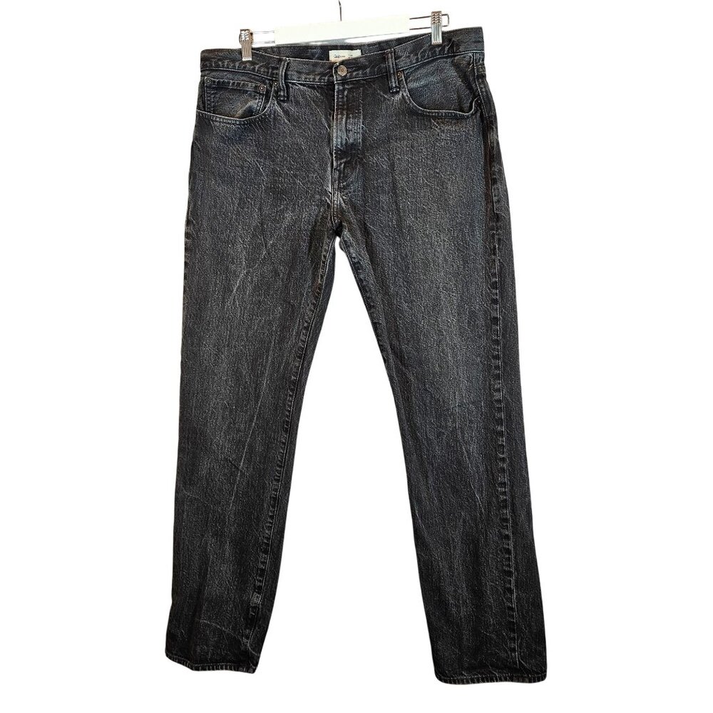 Gap 1969 Mens Straight Fit Denim Jeans 38x36 Black Distressed Wash cotton rugged